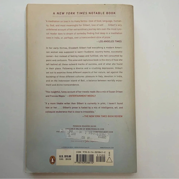 2/$30 ELIZABETH GILBERT Eat Pray Love Paperback - Picture 3 of 8
